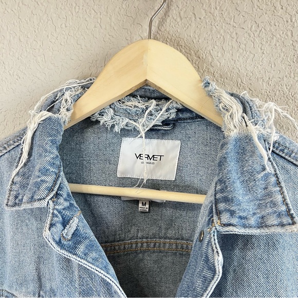 Vervet oversized distressed crop jean jacket - Picture 4 of 6